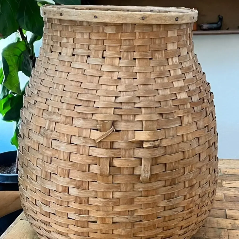 Antique Maine Penobscot Indigenous Hand Woven Handled Basket